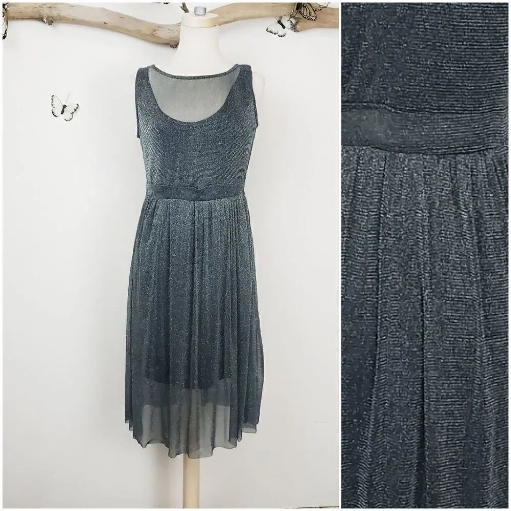 Supperrfoxx gray shimmer sheer sheath dress